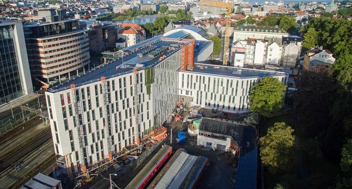 Bergen sentrum sett ovenfra